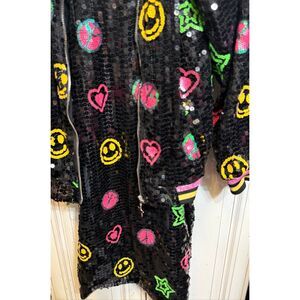 Lola + The Boys Girls Love & Peace Sequin Tank Dress & Jacket Set Black Sz 12&10